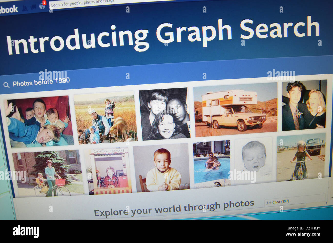 Grafico di Facebook Ricerca screenshot del sito web Foto Stock