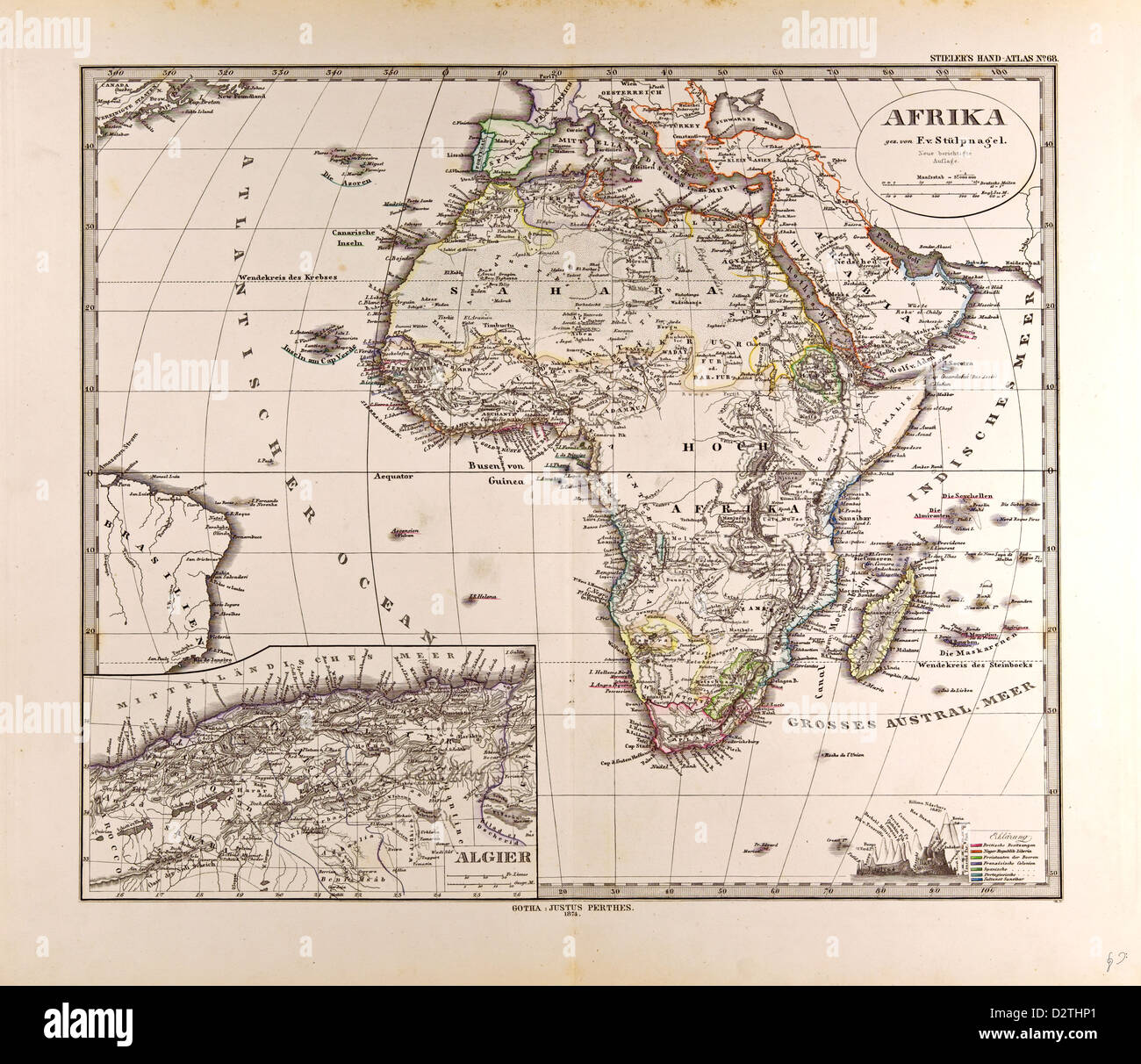 Africa mappa Foto Stock