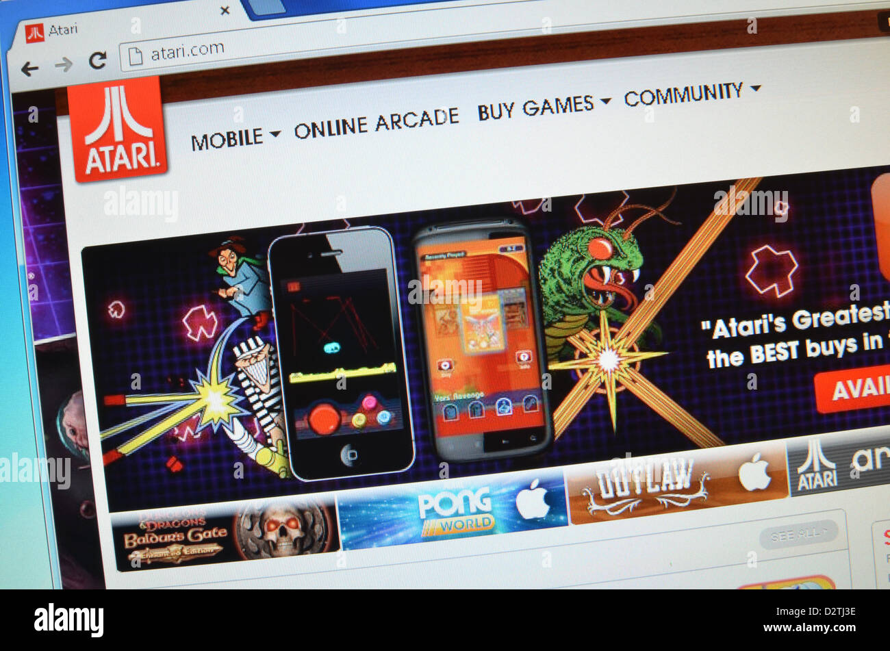 Atari.com screenshot del sito web Foto Stock