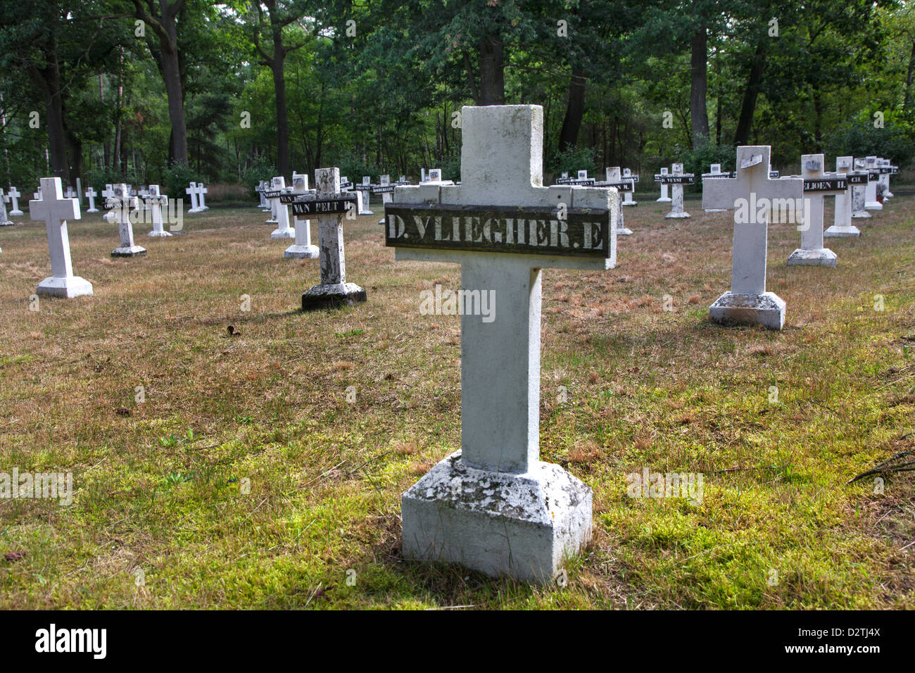 Graves al cimitero di ex vagabond colonia di Wortel, Anversa, Belgio Foto Stock