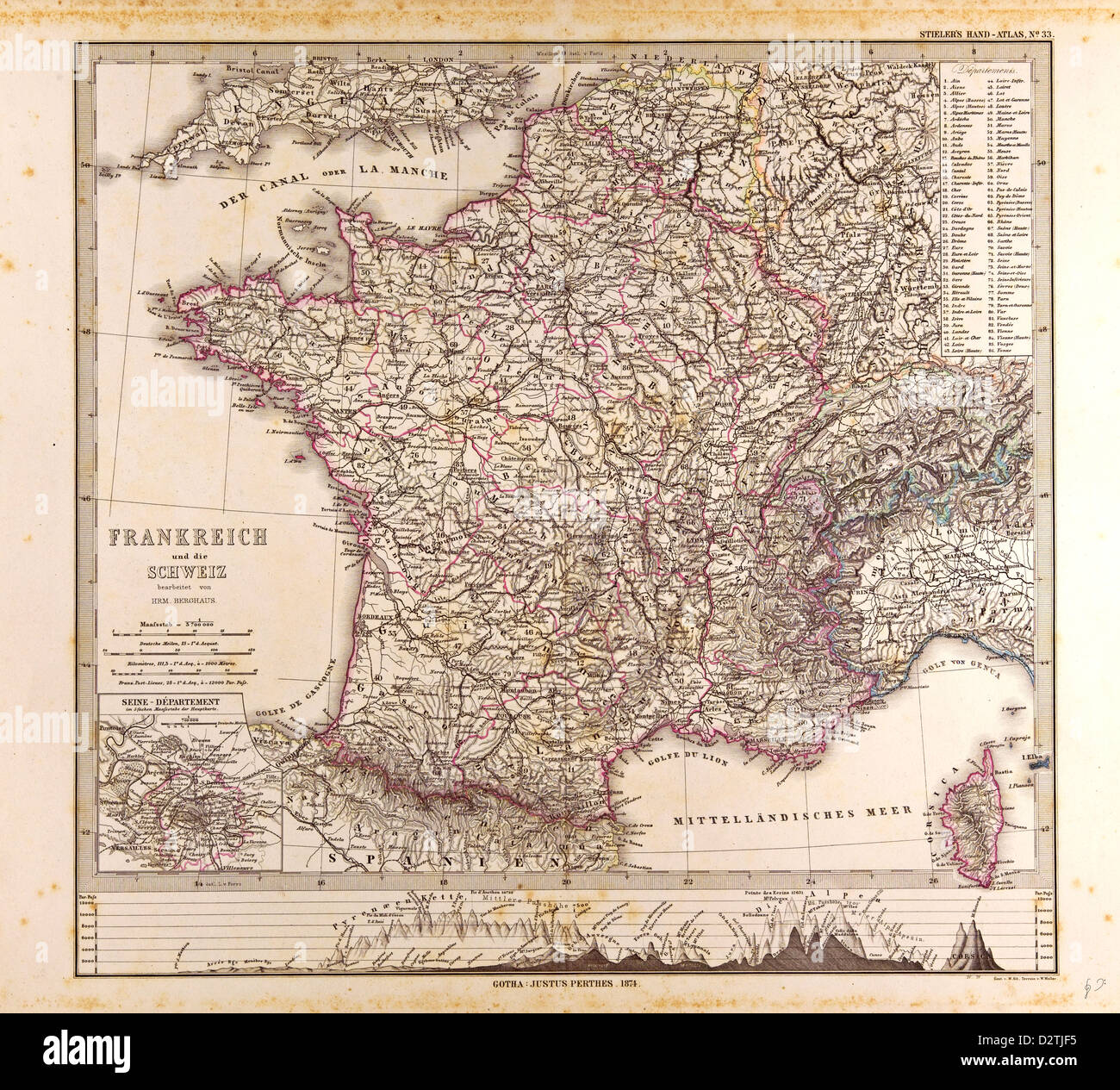 Mappa di Francia Foto Stock