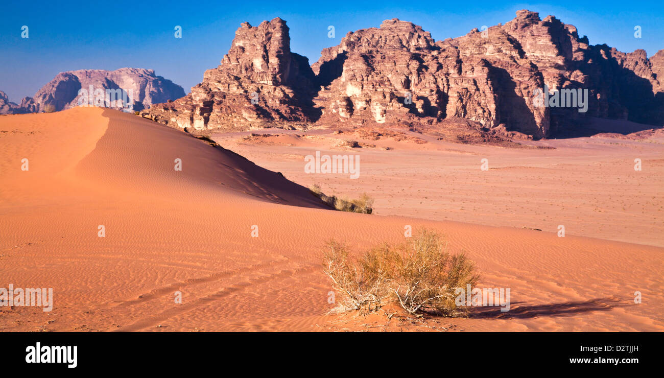 Il deserto giordano a Wadi Rum o a valle della luna Foto Stock