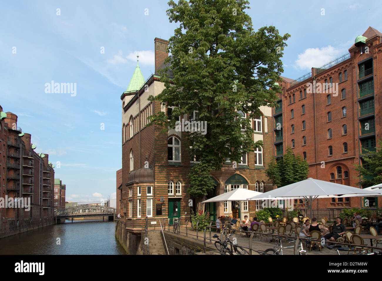 Amburgo, Germania, il pompaggio in warehouse district Foto Stock