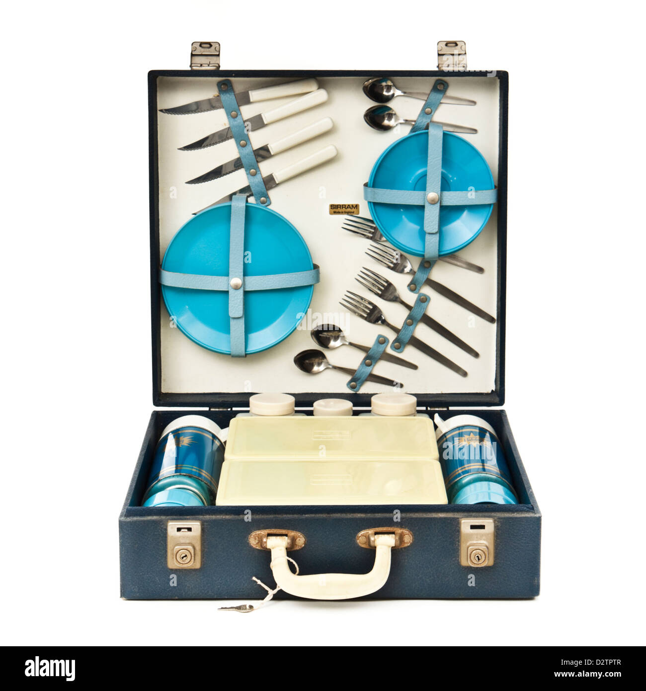 Vintage anni cinquanta Sirram blu Cesto picnic / ostacolare Foto Stock