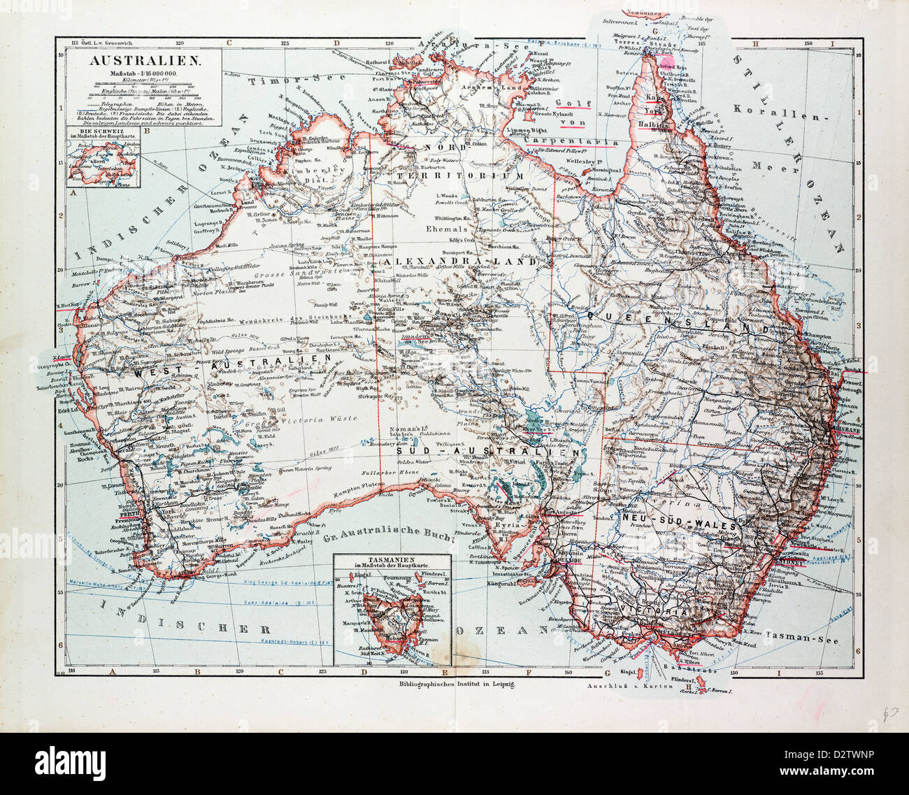 Mappa di Australia 1899 Foto Stock