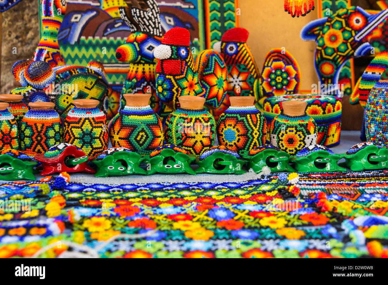 Beadwork Huichol Nayarit Messico Foto Stock