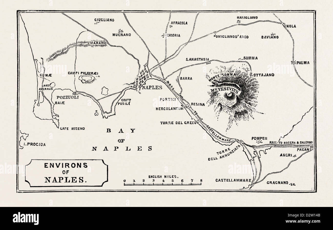 Mappa dei dintorni di Napoli Foto Stock