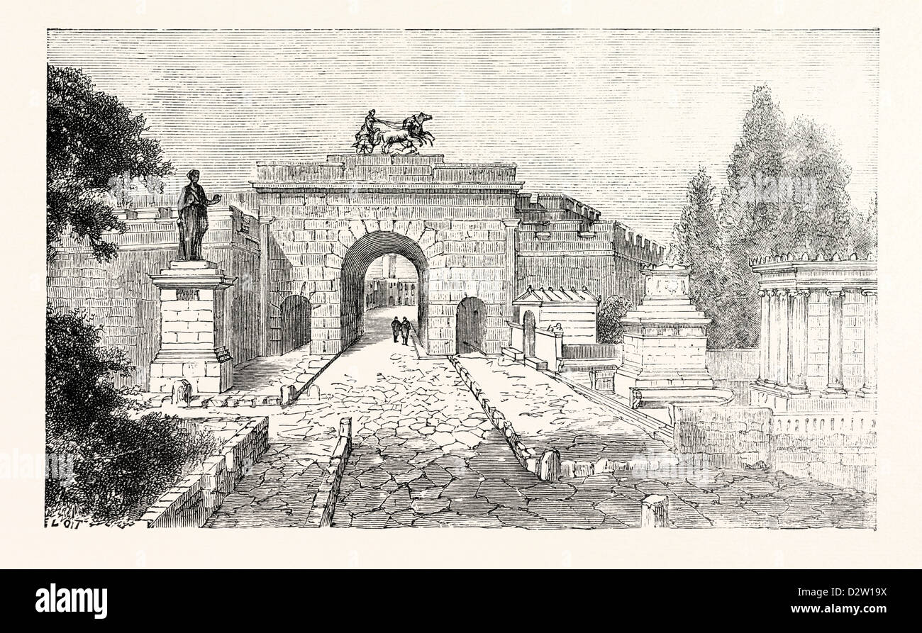 La gate di Ercolano e strada di tomi Pompei. Foto Stock