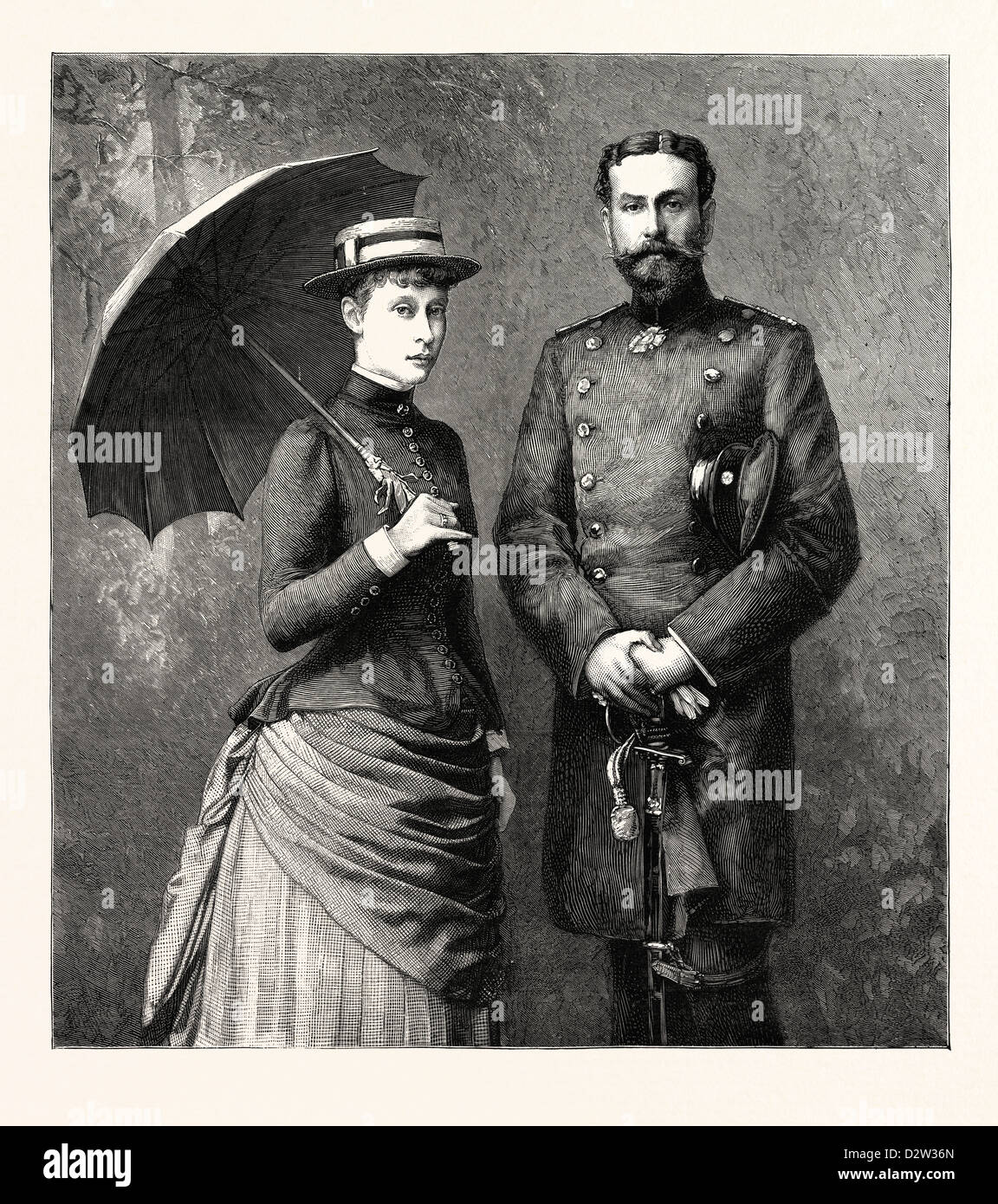 La Principessa Victoria di Hesse-DARMSTADT (la figlia del compianto principessa Alice) e il suo fidanzato principe LOUIS DI BATTENBERG Foto Stock