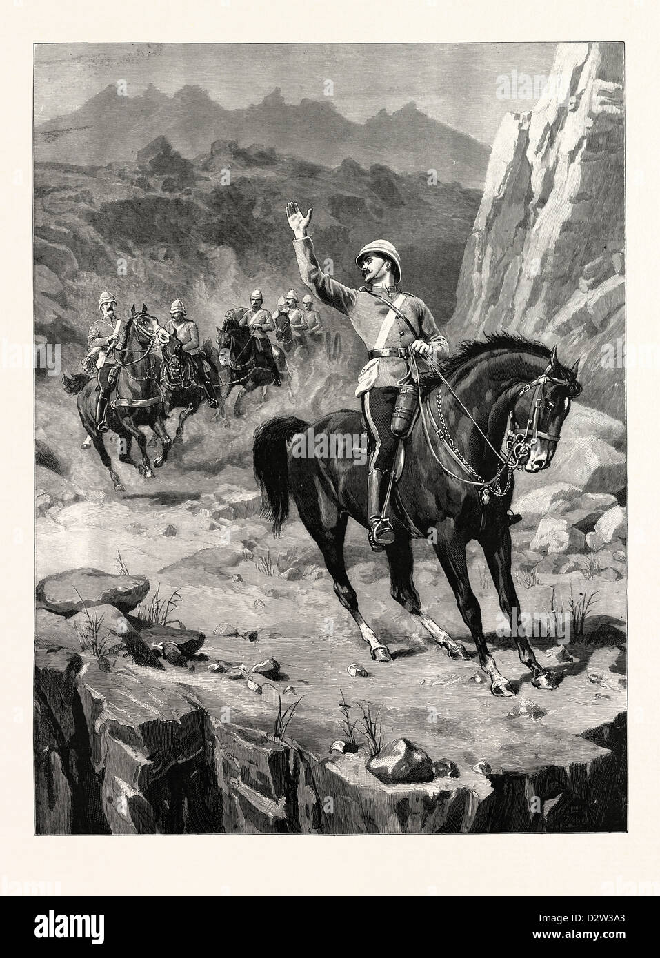 HALT: artiglieria cavallo prendendo posizione sollevata in corrispondenza della bocca di un contaminano IN INDIA DEL NORD Foto Stock