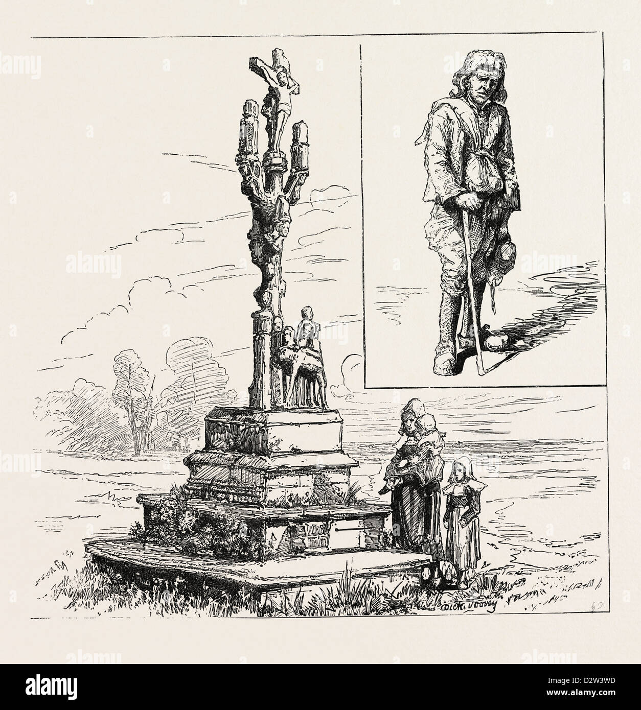 Un American Colony Art in Bretagna meridionale: calvario a NIZON Foto Stock