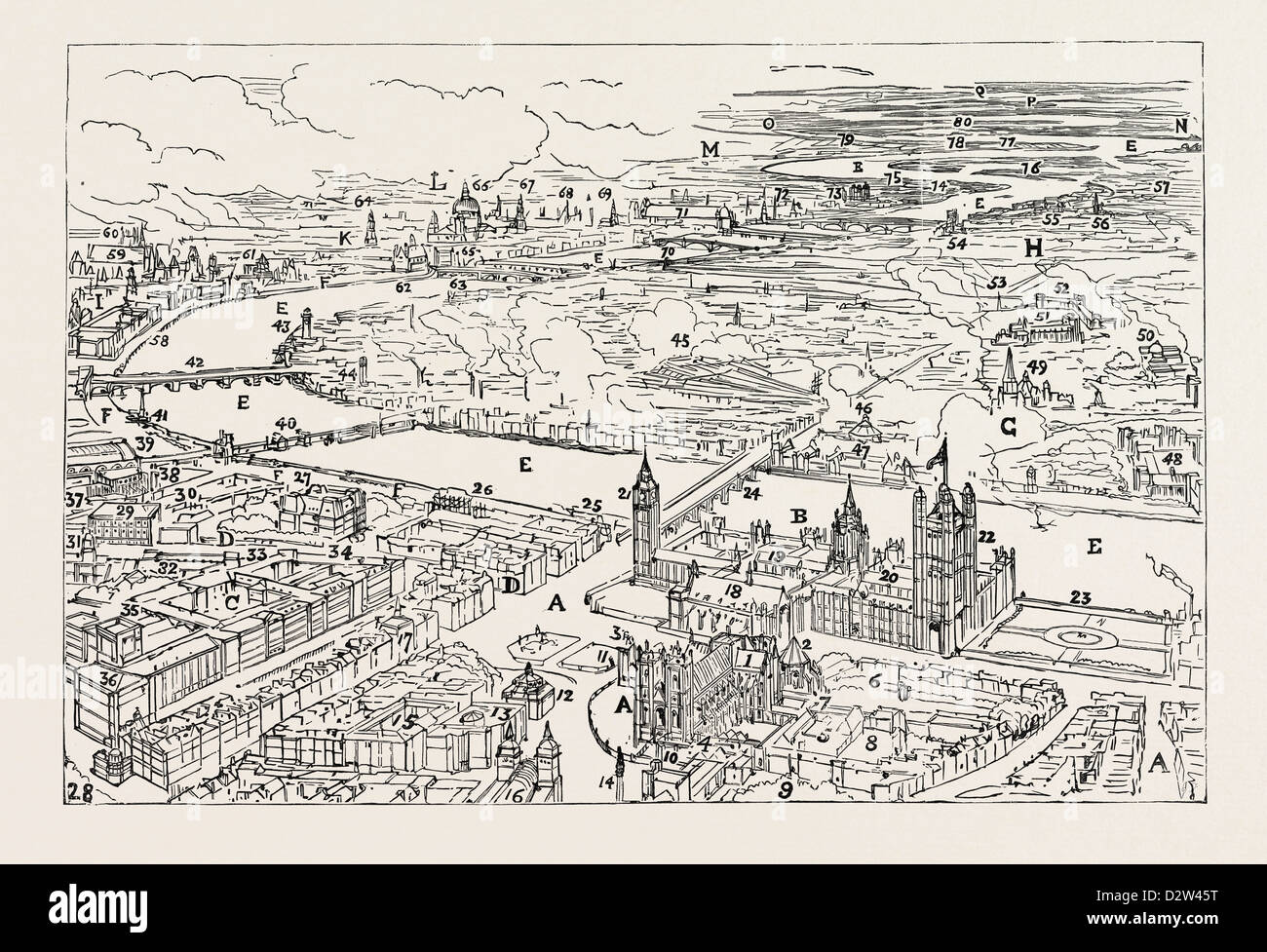 Londra come visto da un palloncino REGNO UNITO Foto Stock