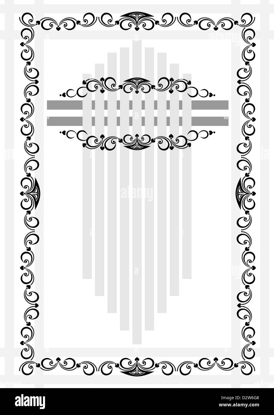 Modello scuro per una cornice decorativa su sfondo bianco Foto Stock