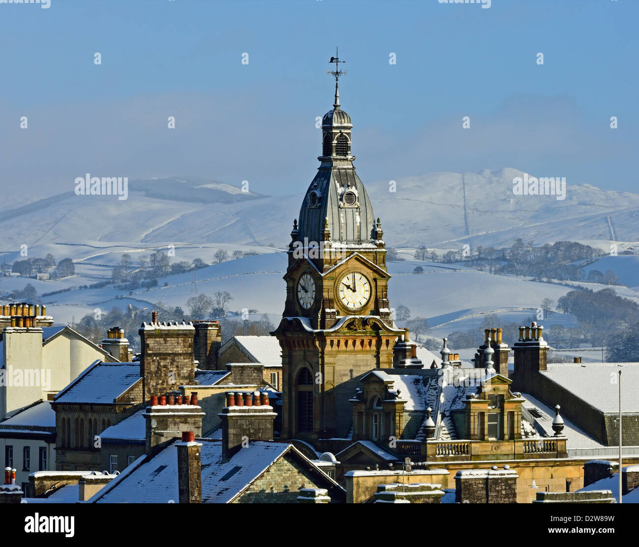 Il Municipio in inverno. Kendal, Cumbria, England, Regno Unito, Europa. Foto Stock