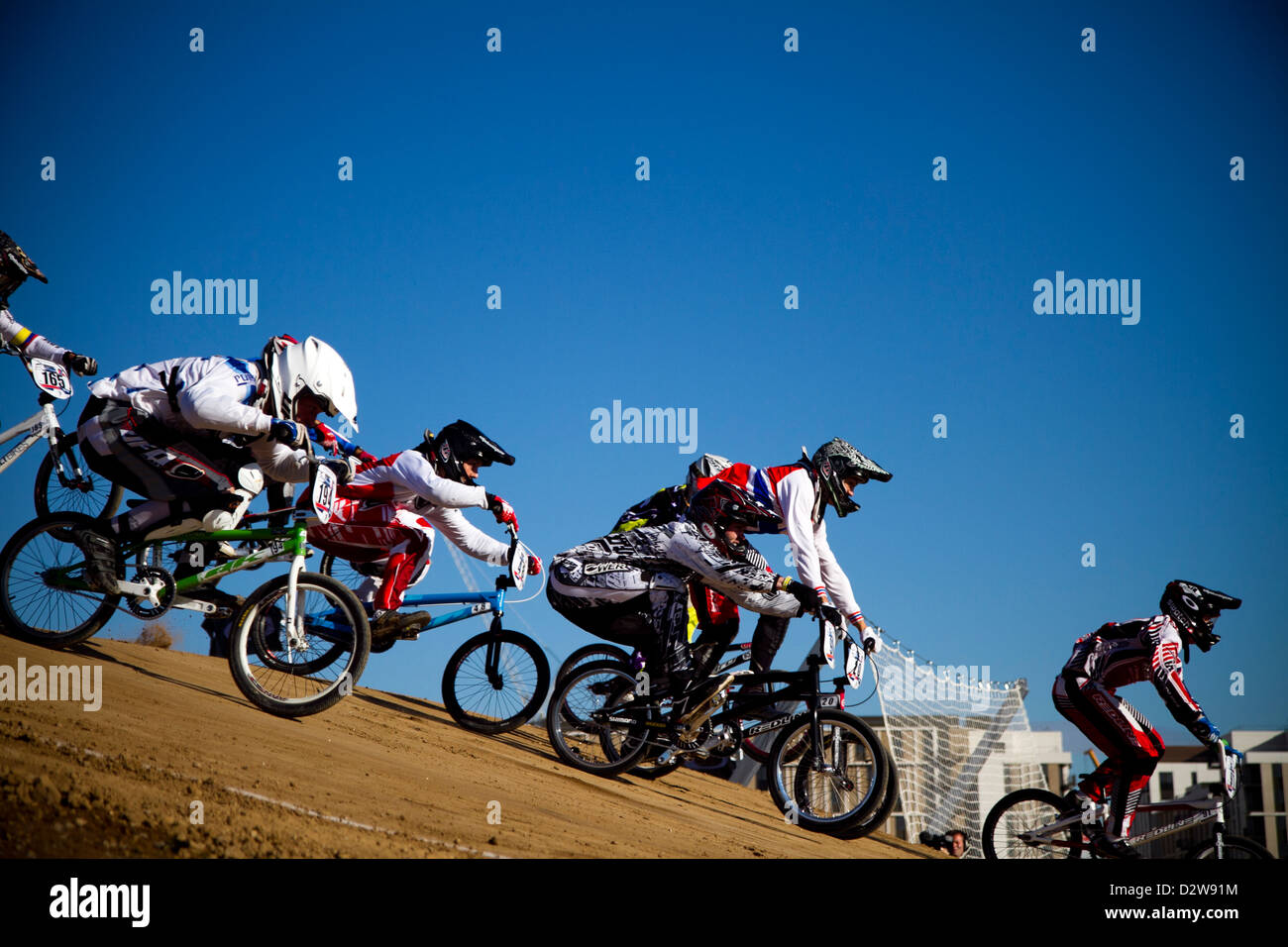 BMX gara su pista olimpiadi di Londra park Foto Stock