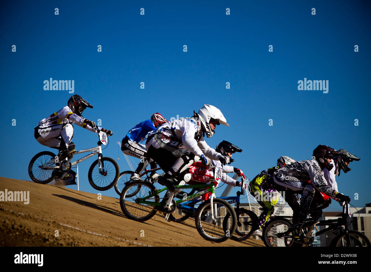 BMX gara su pista olimpiadi di Londra park Foto Stock