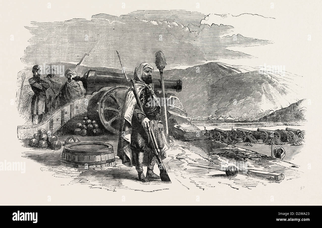 La guerra di Crimea: SPAHI (truppe algerine) batteria francese sulle altezze di BALACLAVA 1854 Foto Stock