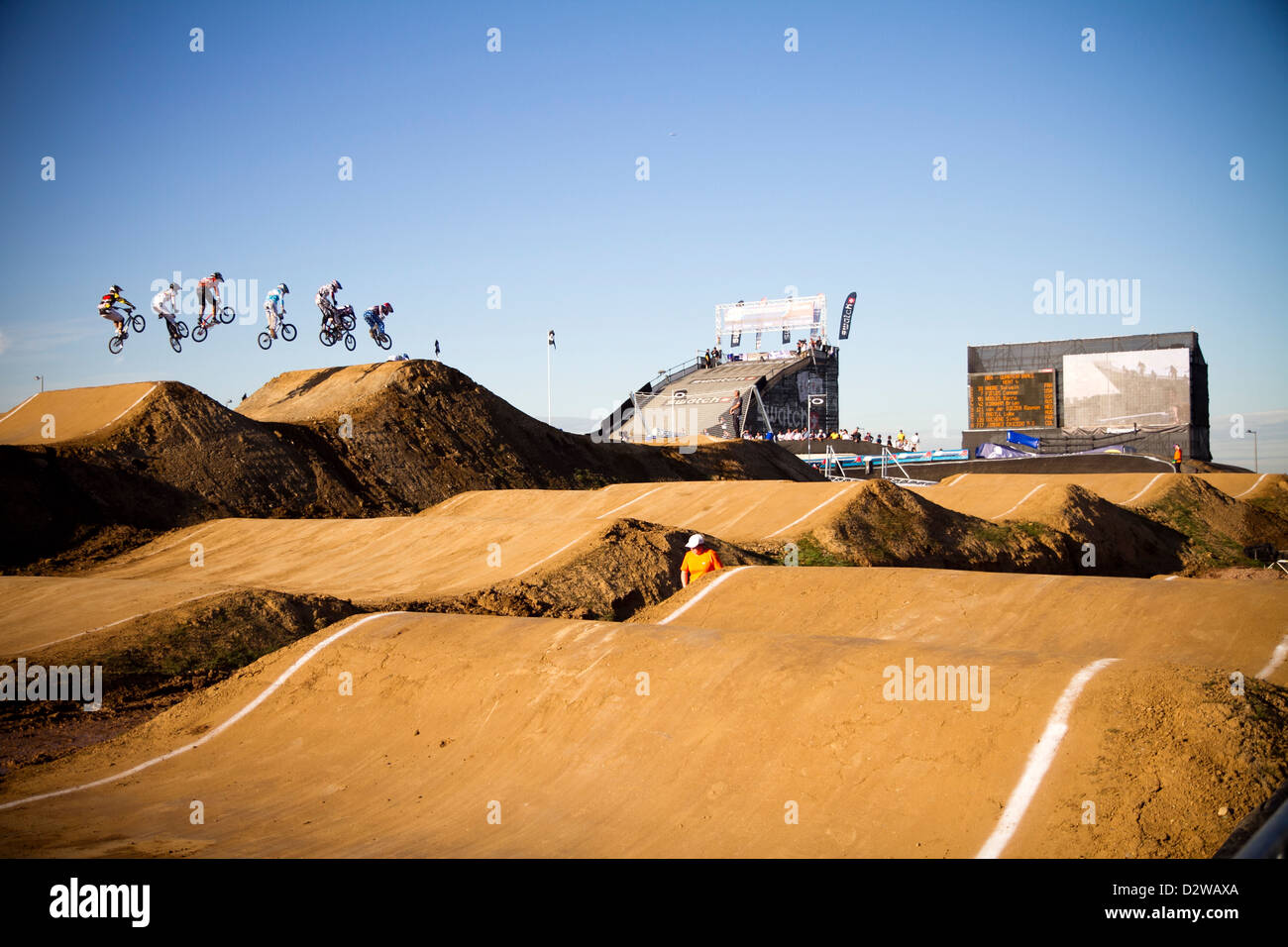 Gara di BMX alle Olimpiadi a park london Foto Stock