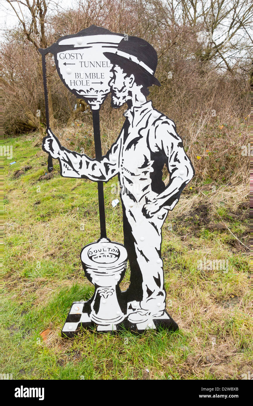 Il lavoro artistico, la quale costituisce parte di un sentiero di scultura, lungo il canale di Dudley n. 2 e disegnati dall'artista Luke Perry. Foto Stock