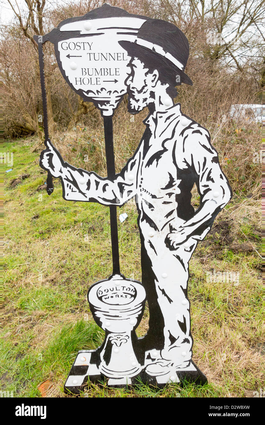 Il lavoro artistico, la quale costituisce parte di un sentiero di scultura, lungo il canale di Dudley n. 2 e disegnati dall'artista Luke Perry. Foto Stock