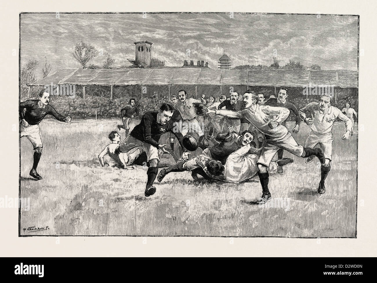 Partita di calcio tra Inghilterra e Scozia in motivi atletico RICHMOND LONDON REGNO UNITO 1891 Foto Stock