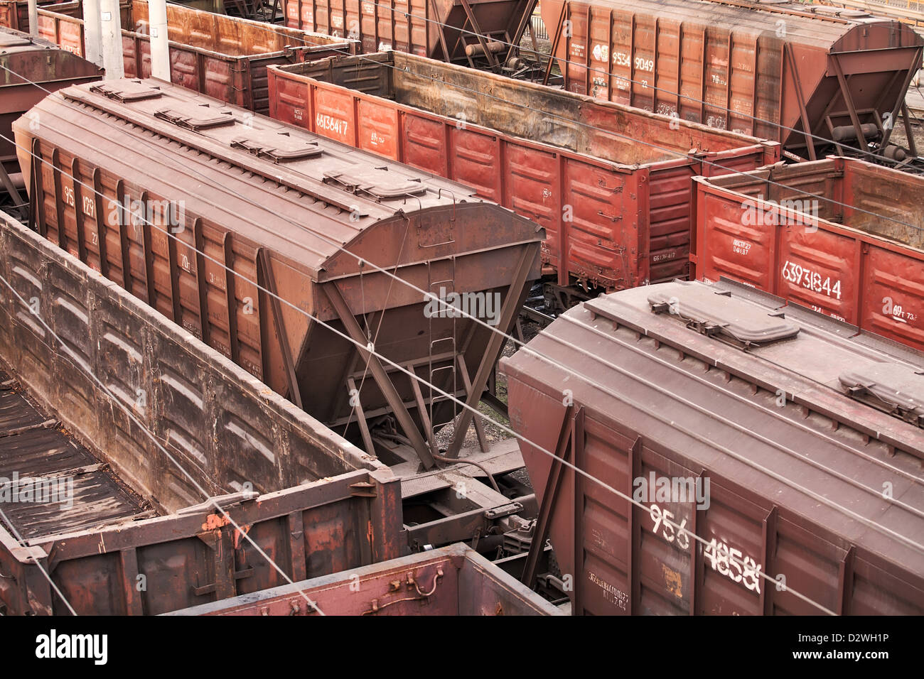 Carrello ferroviario trasporto di storage ancora Foto Stock