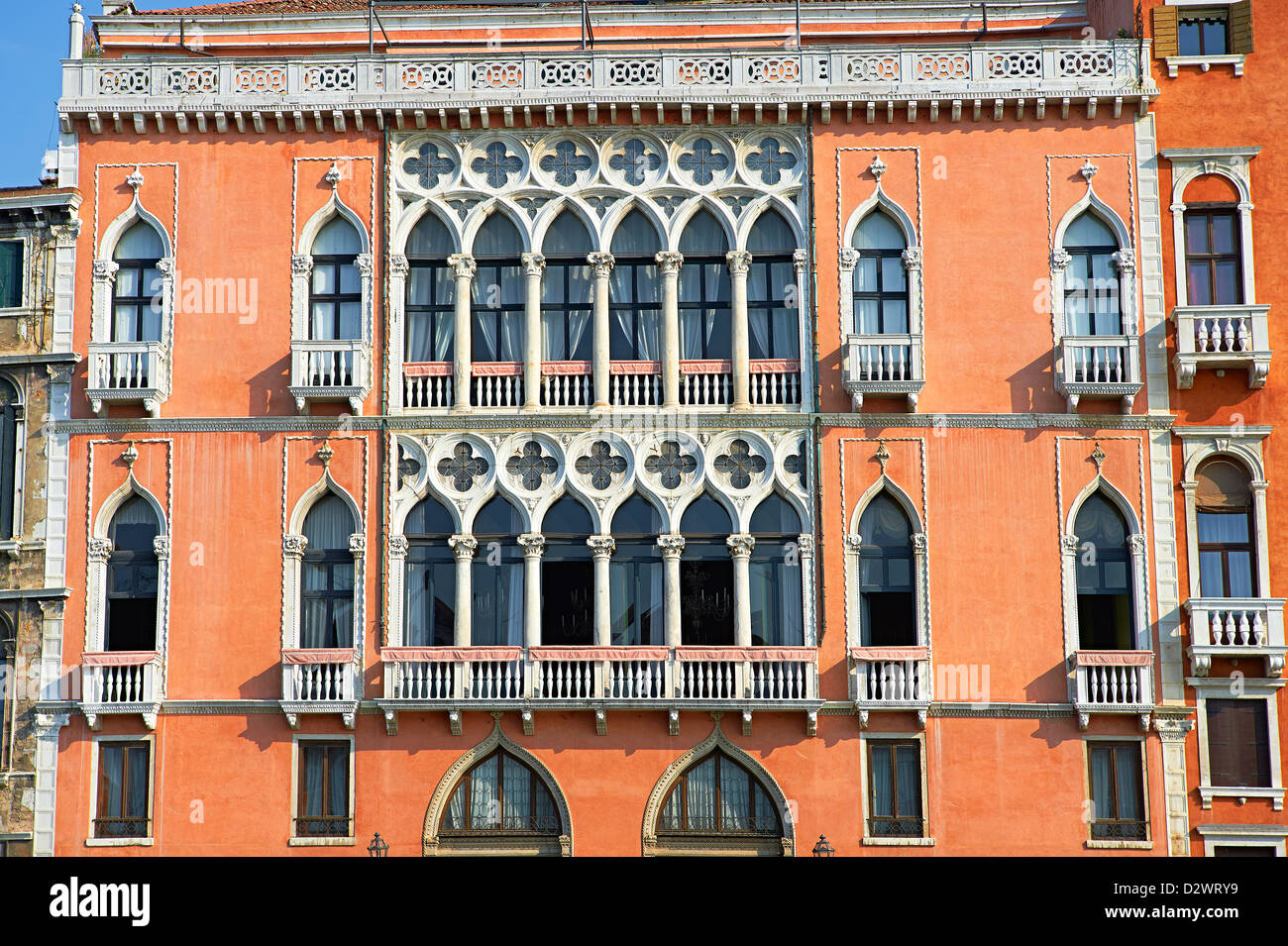 Gotico veneziano palazzi sul Canal Grande Venezia Foto Stock