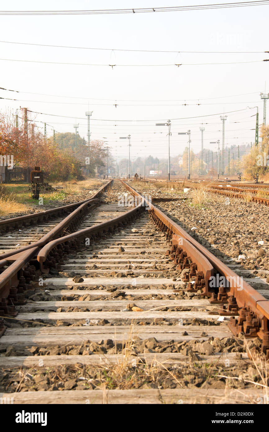 Il vecchio sistema ferroviario nel borgo Foto Stock