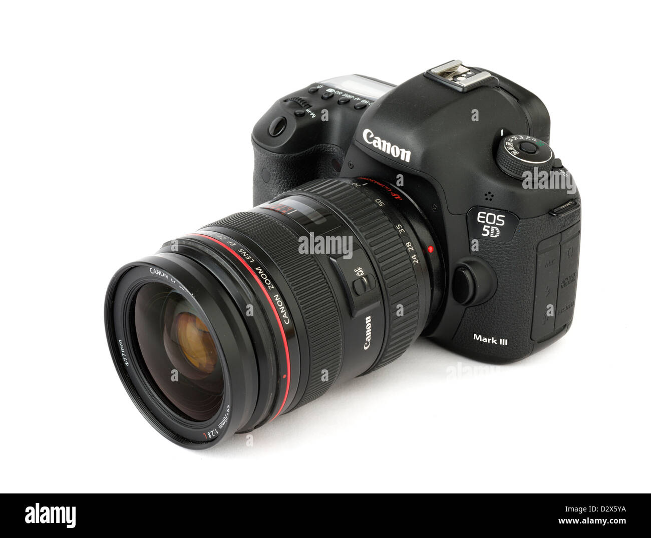 Una Canon EOS 5D Mark III fotocamera reflex digitale con Canon EF 24-70mm f/2.8L lente di zoom Foto Stock