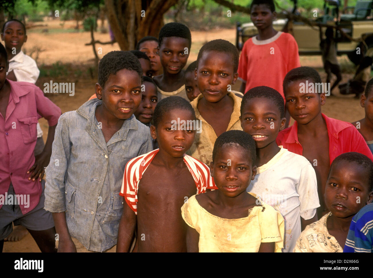La popolazione dello Zimbabwe, i bambini dello Zimbabwe, cittadino dello Zimbabwe, bambini, ragazzi, villaggio di Mahenye, Manicaland Province, Zimbabwe, Africa Foto Stock