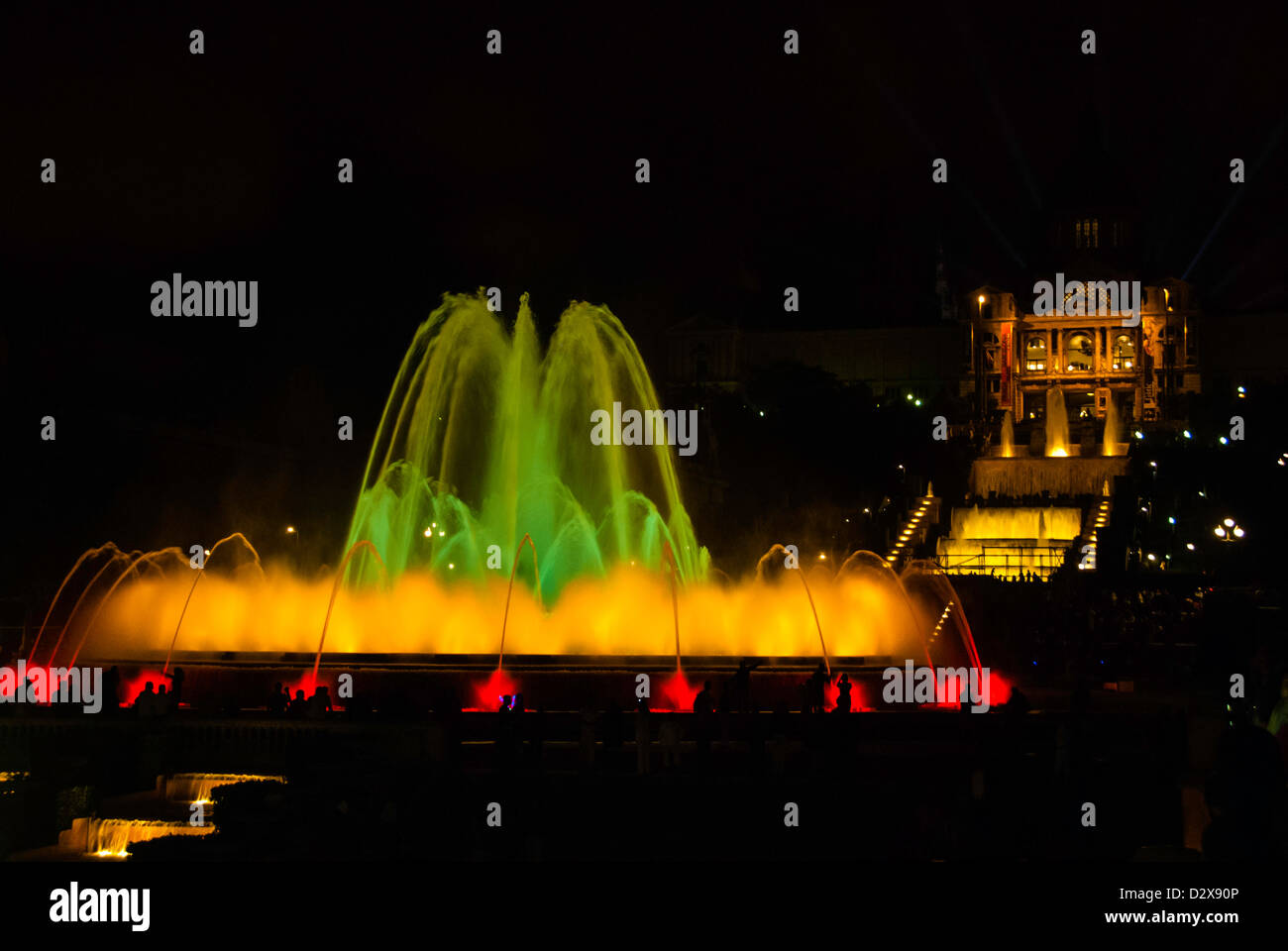 La fontana magica di Montjuïc a Barcellona, Spagna Foto Stock