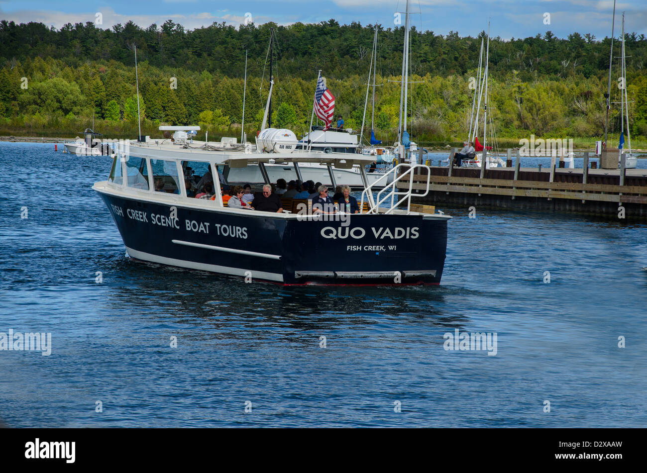 Scenic tour in barca della Baia Verde nella porta capoluogo di contea di pesce Creek Wisconsin Foto Stock