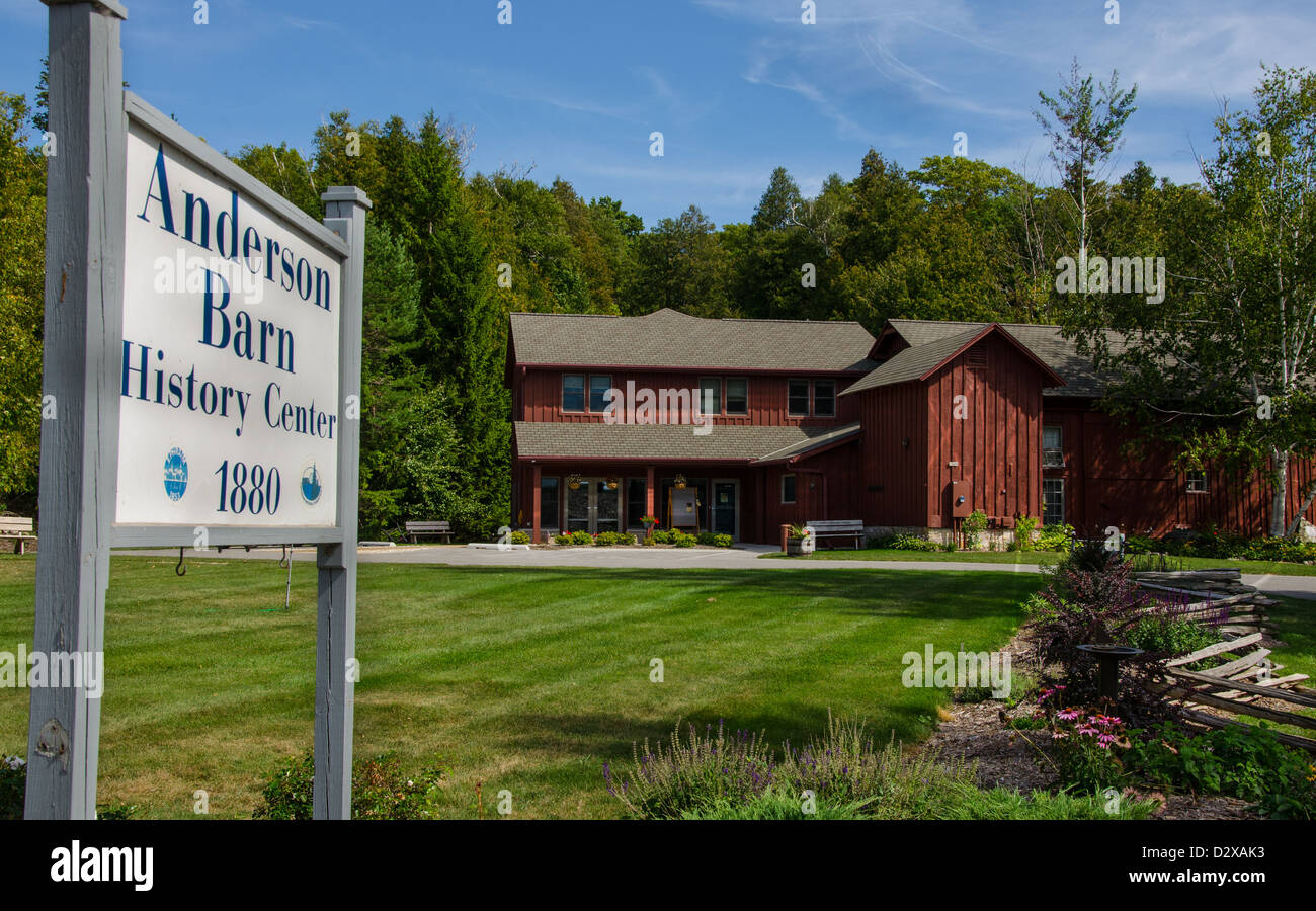 Il granaio di Anderson History Center nella porta capoluogo di contea di Efraim, Wisconsin Foto Stock