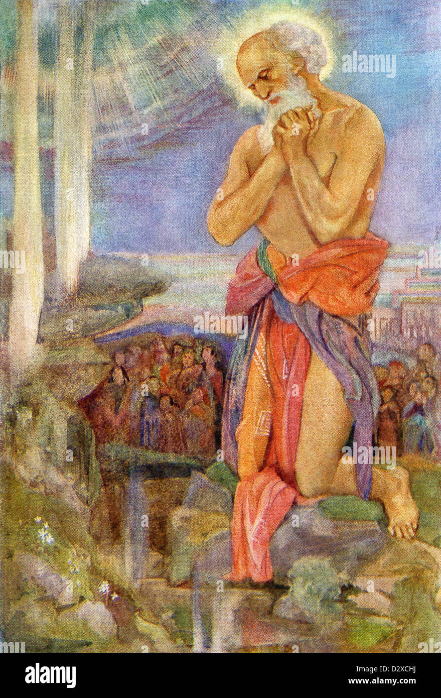 Il profeta ebraico Elia prevale su i sacerdoti del dio fenicio Baal. Foto Stock