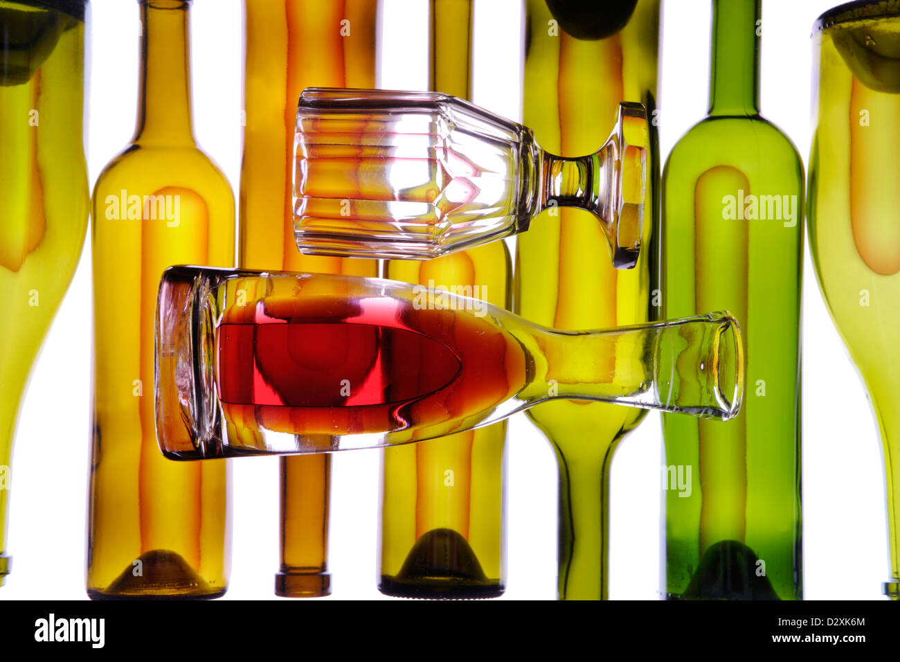 Varie bottiglie di vino Foto Stock