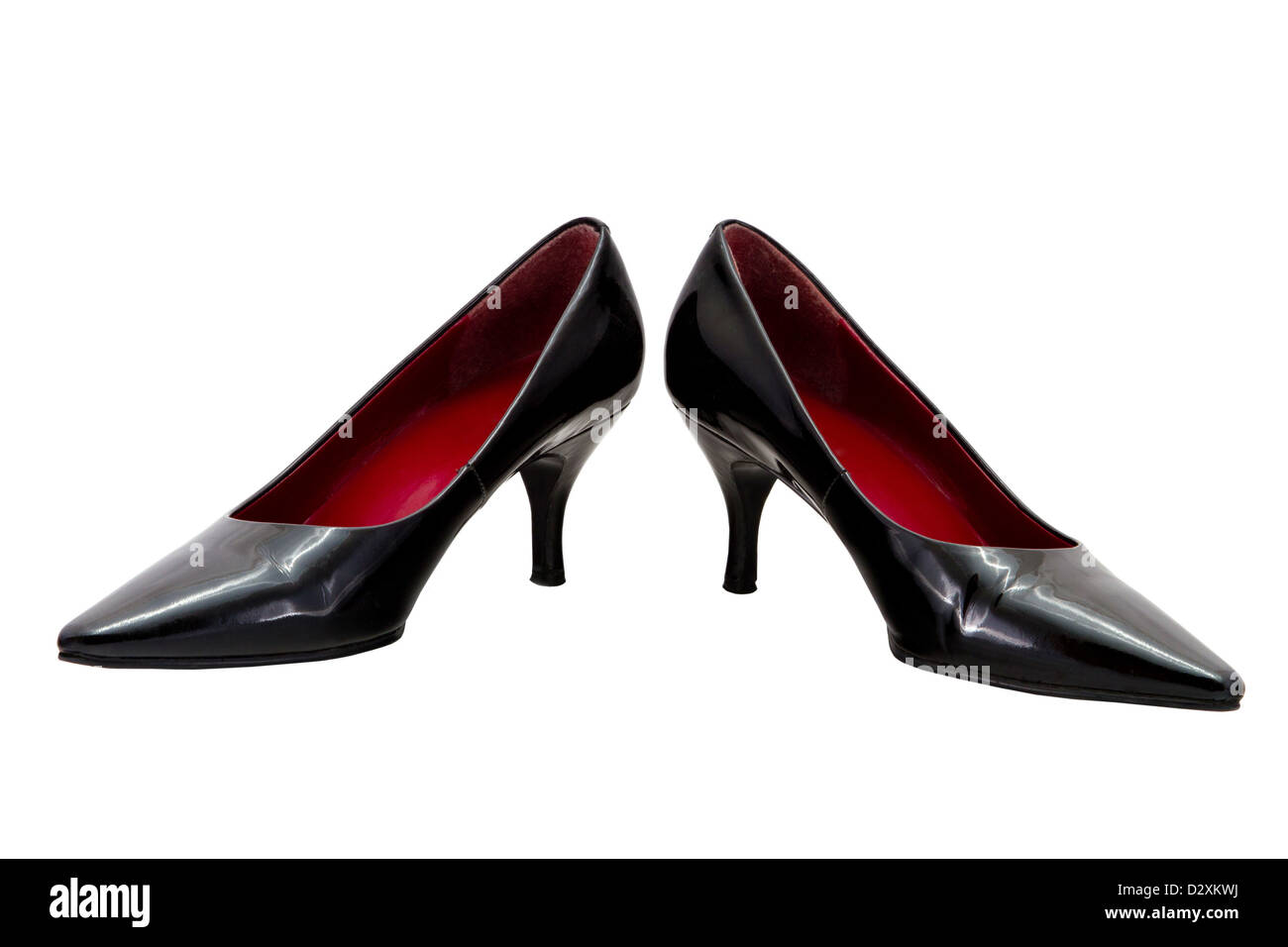 Immagine di tacchi femmina su sfondo bianco Foto Stock