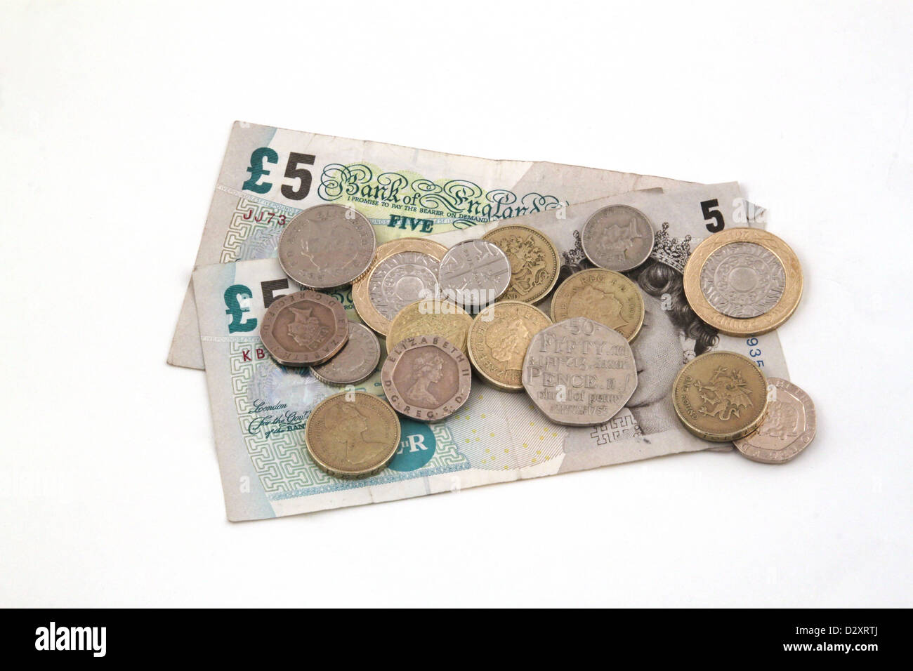 British (uk) valuta su uno sfondo bianco. Foto Stock