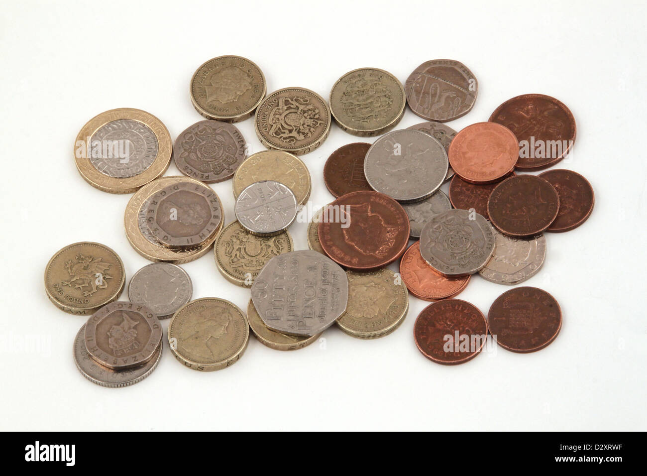 British (uk) valuta su uno sfondo bianco. Foto Stock