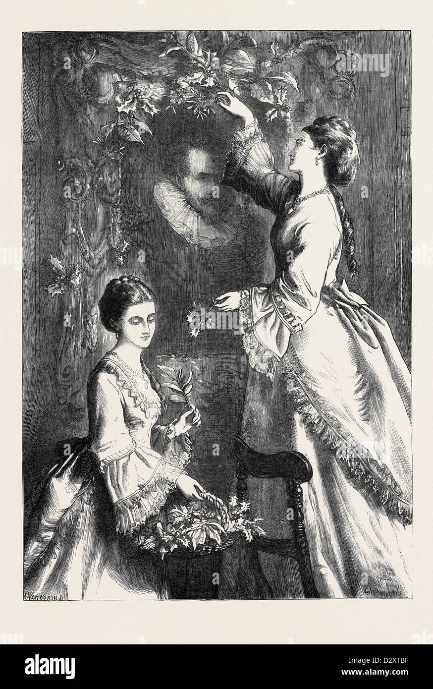 Il ritratto ancestrale disegnato da E.N. DOWNARD 1871 Foto Stock