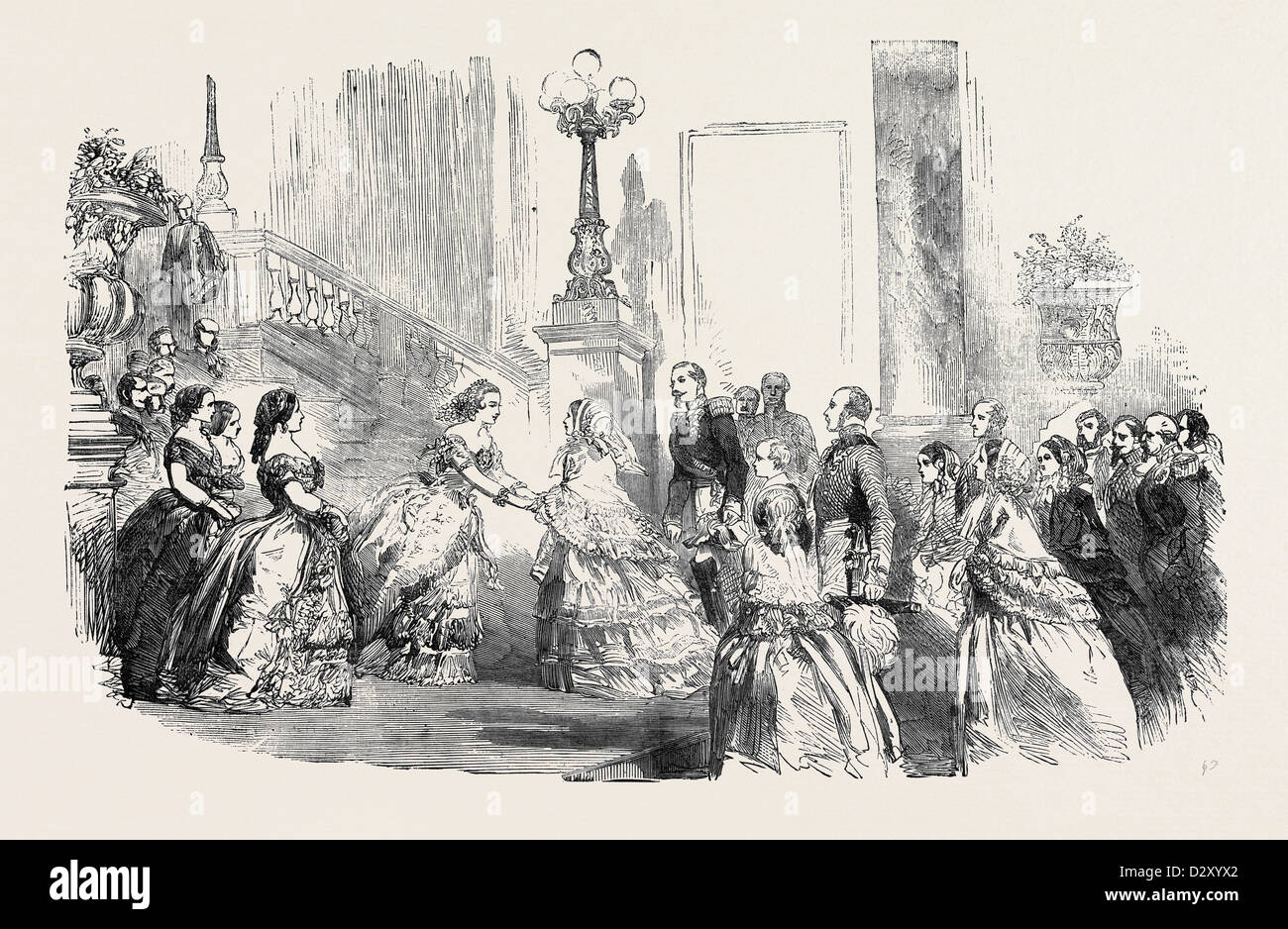 Regina della visita a Parigi: ricezione di sua maestà ai piedi della scalinata, PALAZZO DI ST. Il cloud Foto Stock