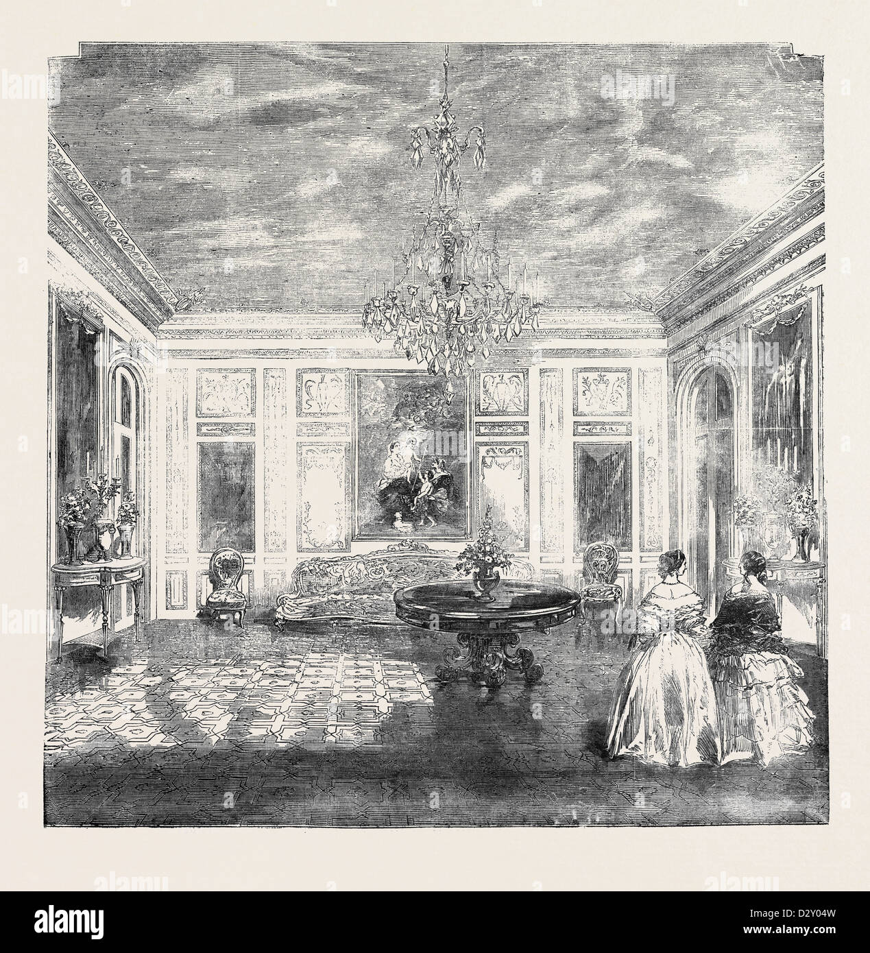 La REGINA DELLA VISITA IN FRANCIA: Her Majesty's Salon, NEL PALAZZO DI ST. Il cloud Foto Stock