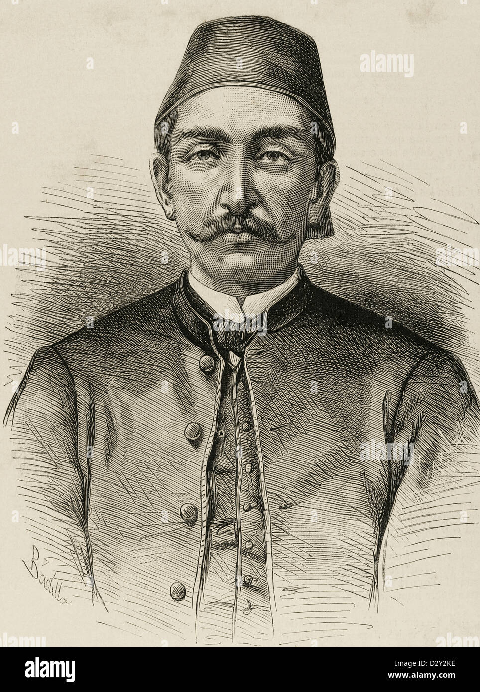Abdul Hamid II (1842-1918). Xxxiv sultano dell'Impero Ottomano. Incisione di spagnoli e illustrazione americana, 1876. Foto Stock