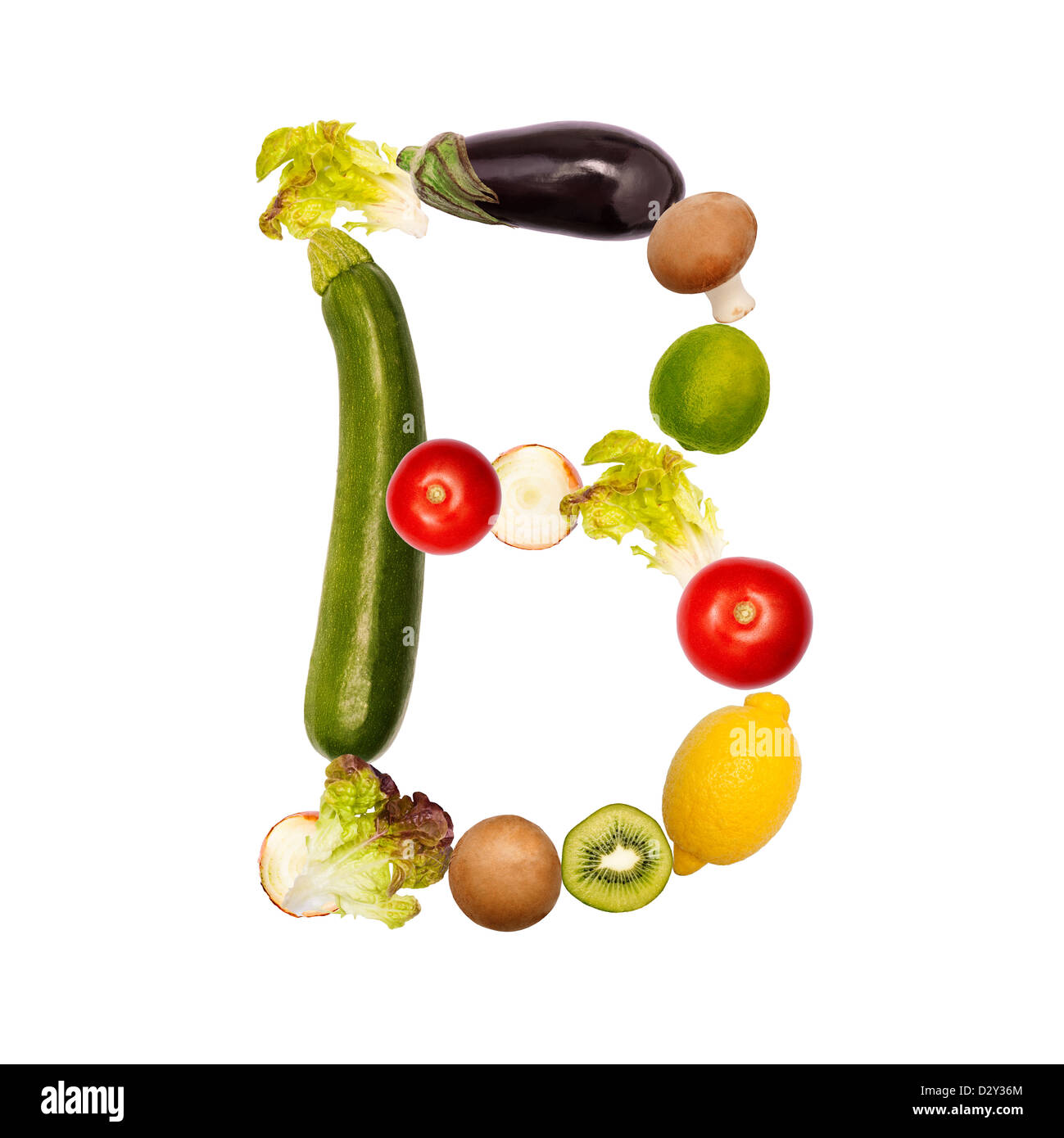 La lettera b, costruita con vari frutti e verdure, completare font  disponibile Foto stock - Alamy