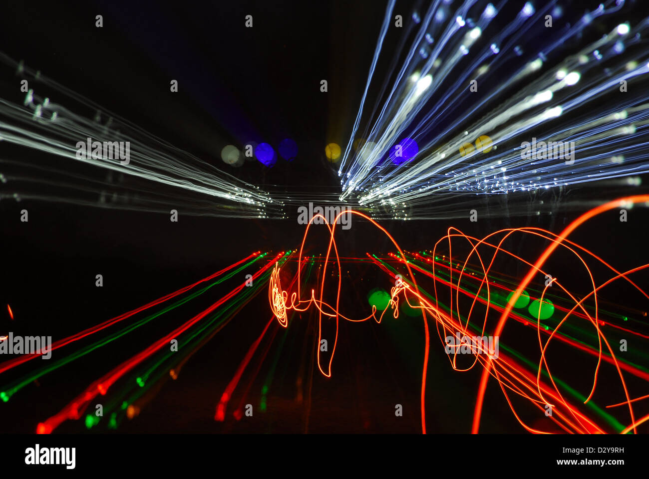 La presenza di striature/luci di pittura di luce Foto Stock