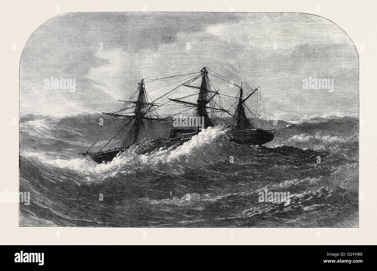 H.M.S. HIMALAYA in un uragano sull'Atlantico 1873 Foto Stock