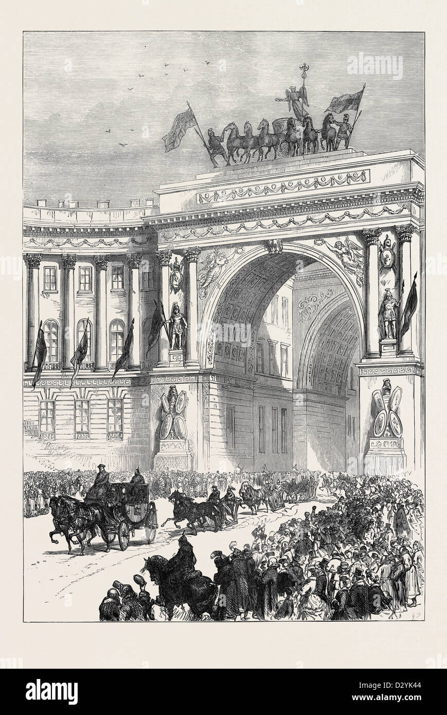 Arrivo dell'Imperatore d'Austria presso il ST. Pietroburgo Russia 1874 Foto Stock