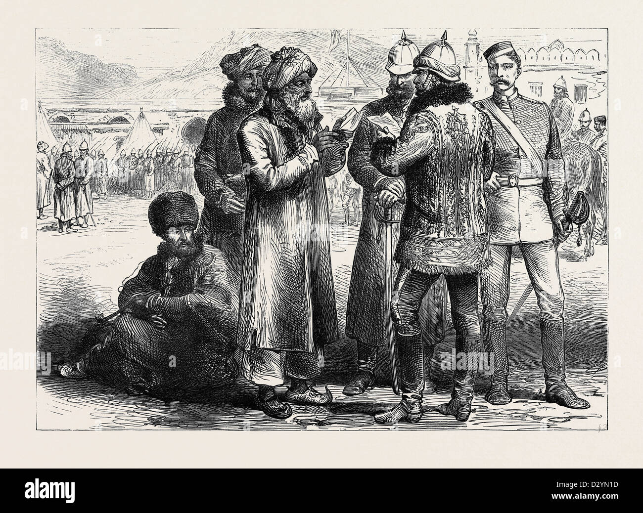 La guerra in Afghanistan: uno schizzo IN GENERALE SIR F. ROBERTS PRESSO LA SEDE CENTRALE SHERPORE CANTONMENTS 1880 Foto Stock