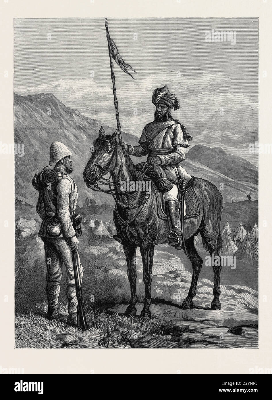Le nostre truppe in Afghanistan: UN SOWAR del 10esimo Lancieri del Bengala e un privato di 9TH piede 1880 Foto Stock