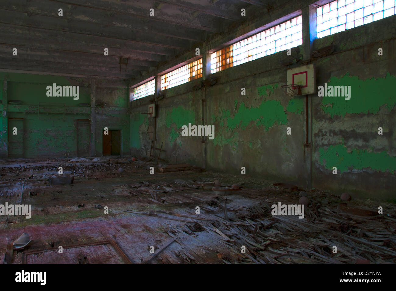 Disastro di Chernobyl risultati. Scuola abbandonata. Foto Stock