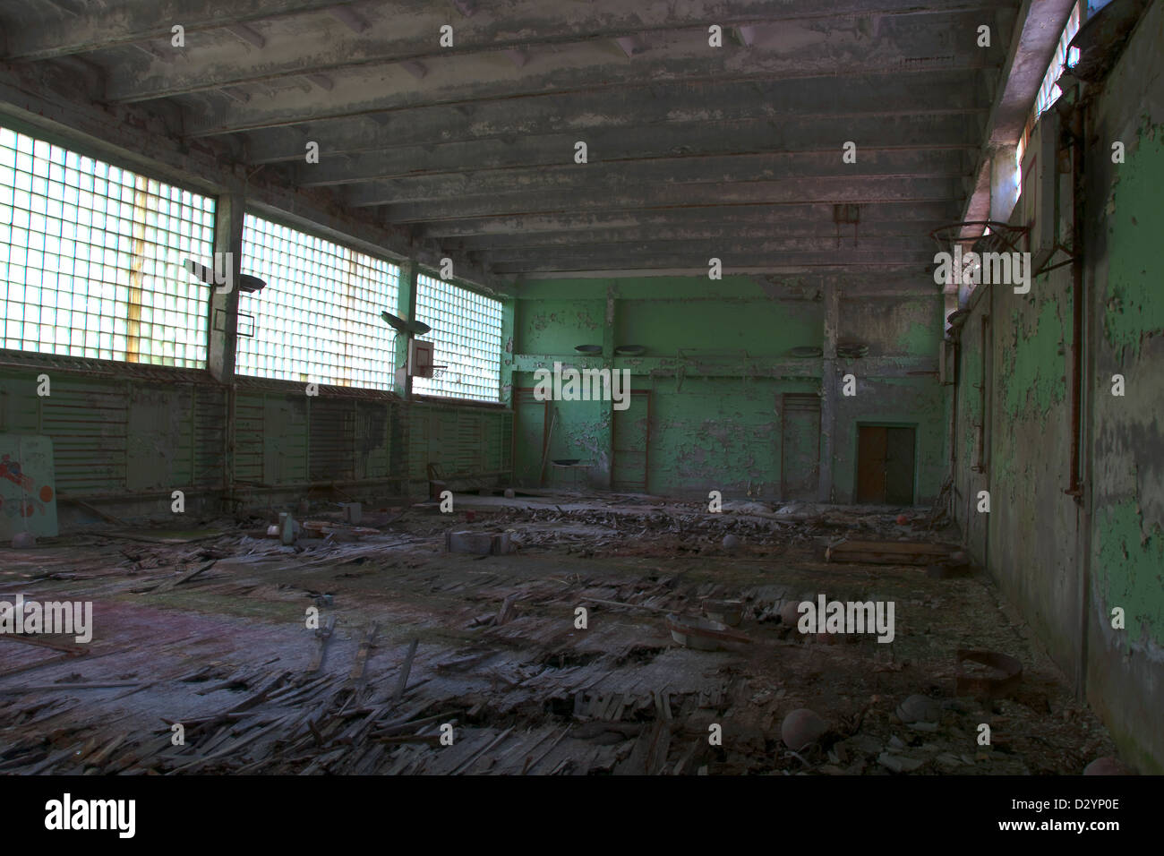 Disastro di Chernobyl risultati. Scuola abbandonata. Foto Stock